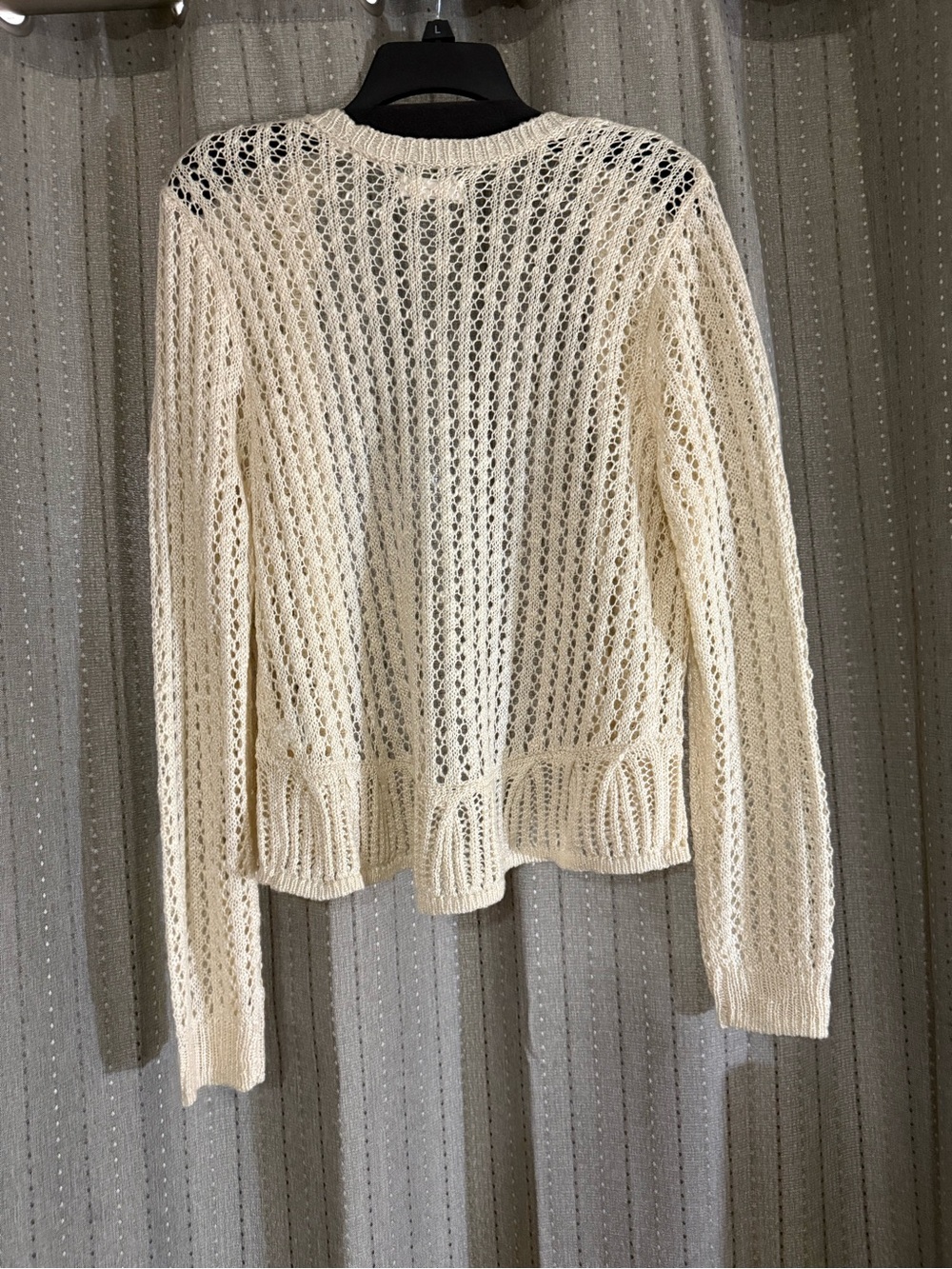 Lauren Conrad Cream Open Knit Crochet Cardigan Sweater Size L - Picture 3 of 6
